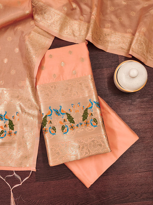 Silk Banarasi Patola woven Unstitched Salwar Suit Dress Material With Dupatta