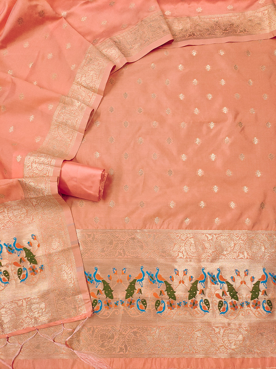 Silk Banarasi Patola woven Unstitched Salwar Suit Dress Material With Dupatta