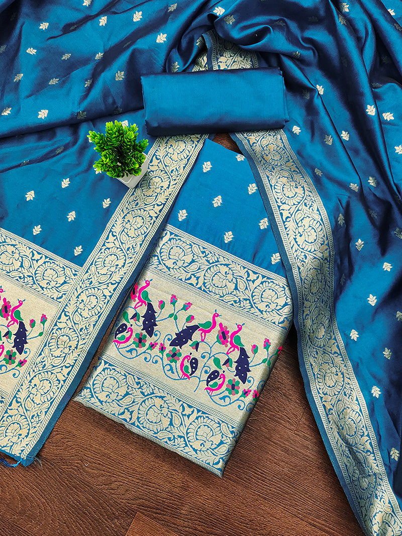 Silk Banarasi Patola woven Unstitched Salwar Suit Dress Material With Dupatta
