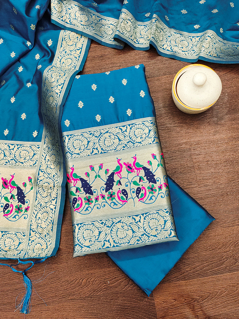 Silk Banarasi Patola woven Unstitched Salwar Suit Dress Material With Dupatta