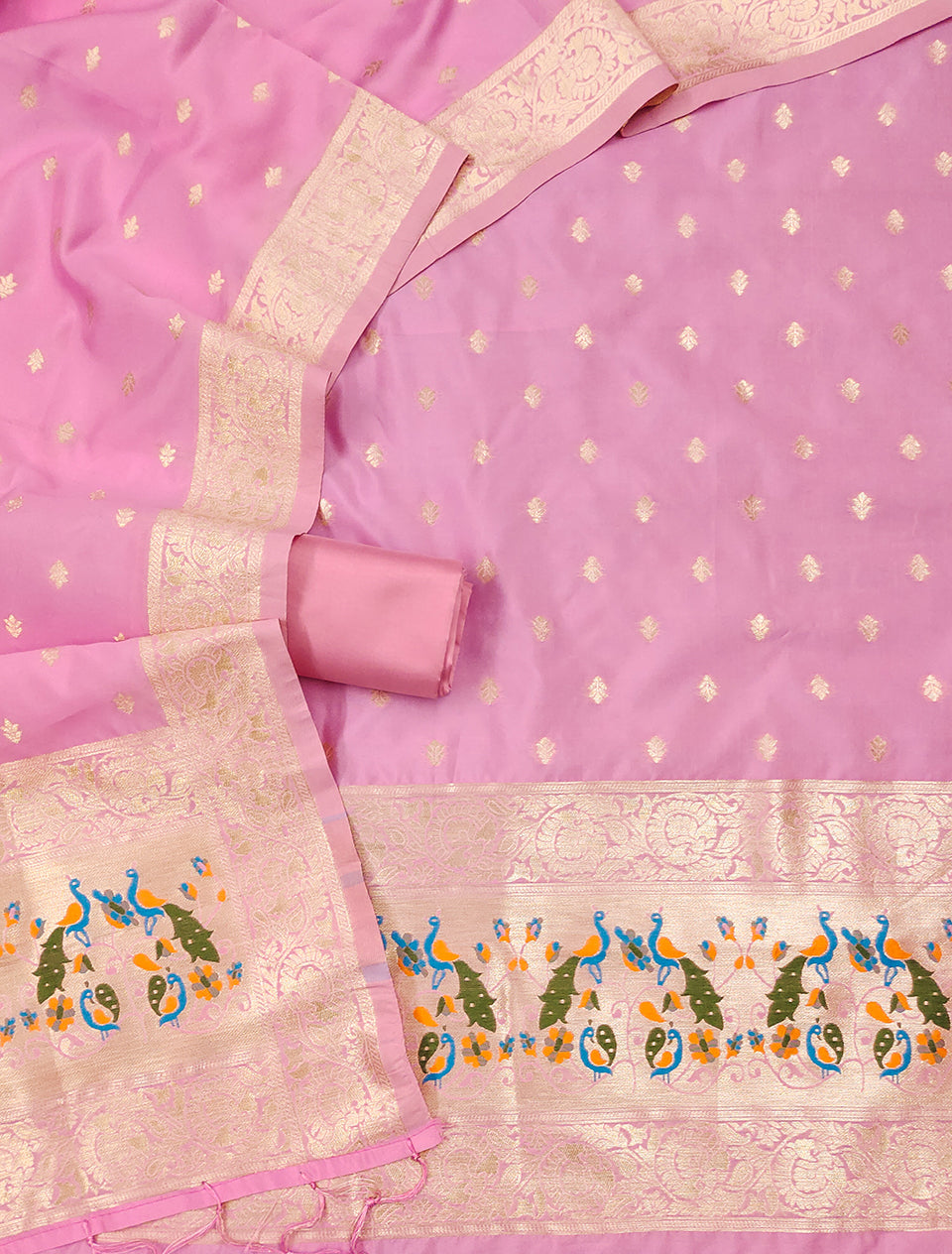 Silk Banarasi Patola woven Unstitched Salwar Suit Dress Material With Dupatta