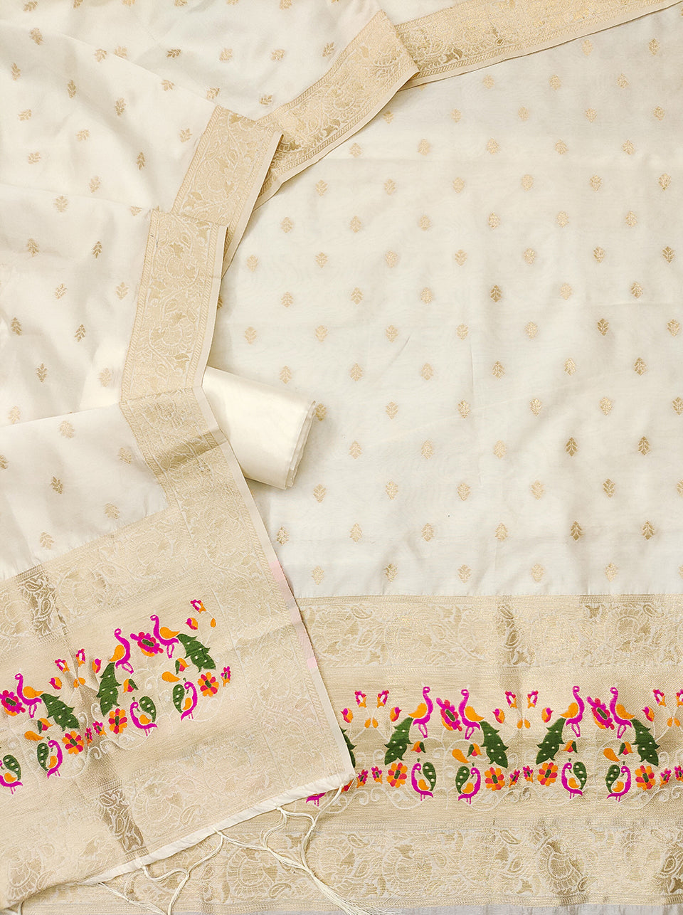 Silk Banarasi Patola woven Unstitched Salwar Suit Dress Material With Dupatta