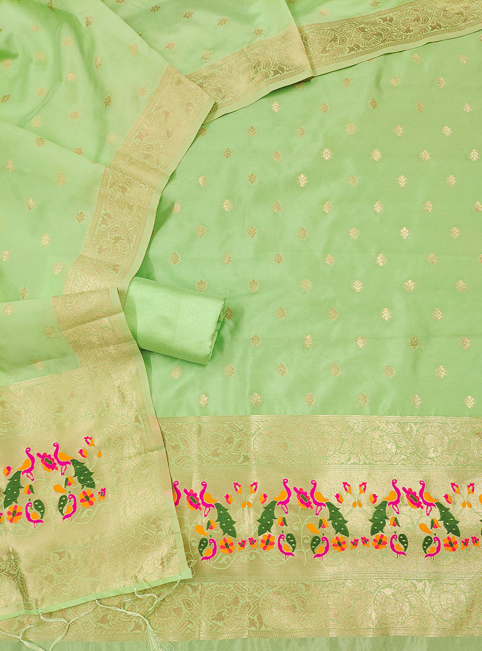 Silk Banarasi Patola woven Unstitched Salwar Suit Dress Material With Dupatta