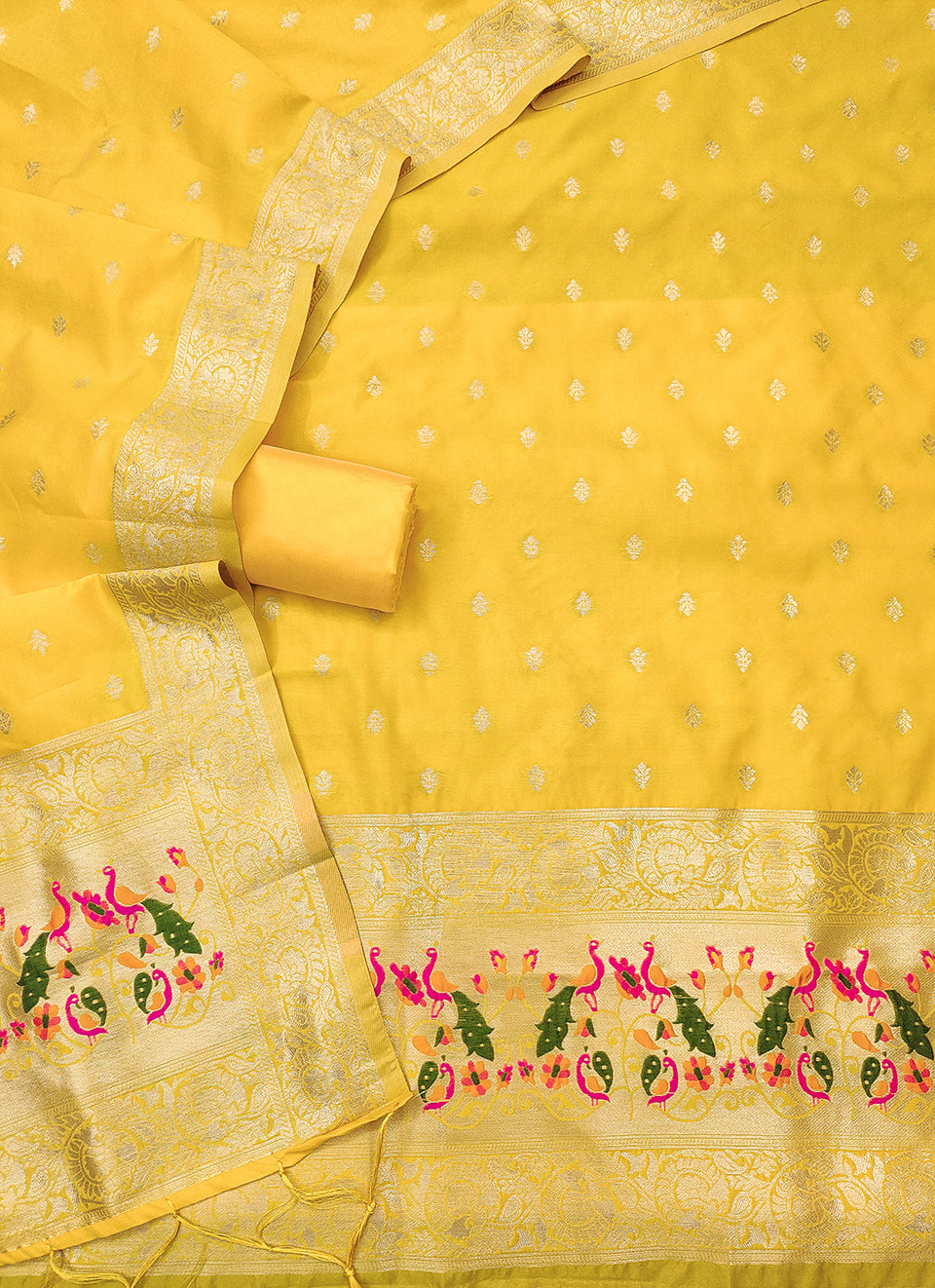 Silk Banarasi Patola woven Unstitched Salwar Suit Dress Material With Dupatta