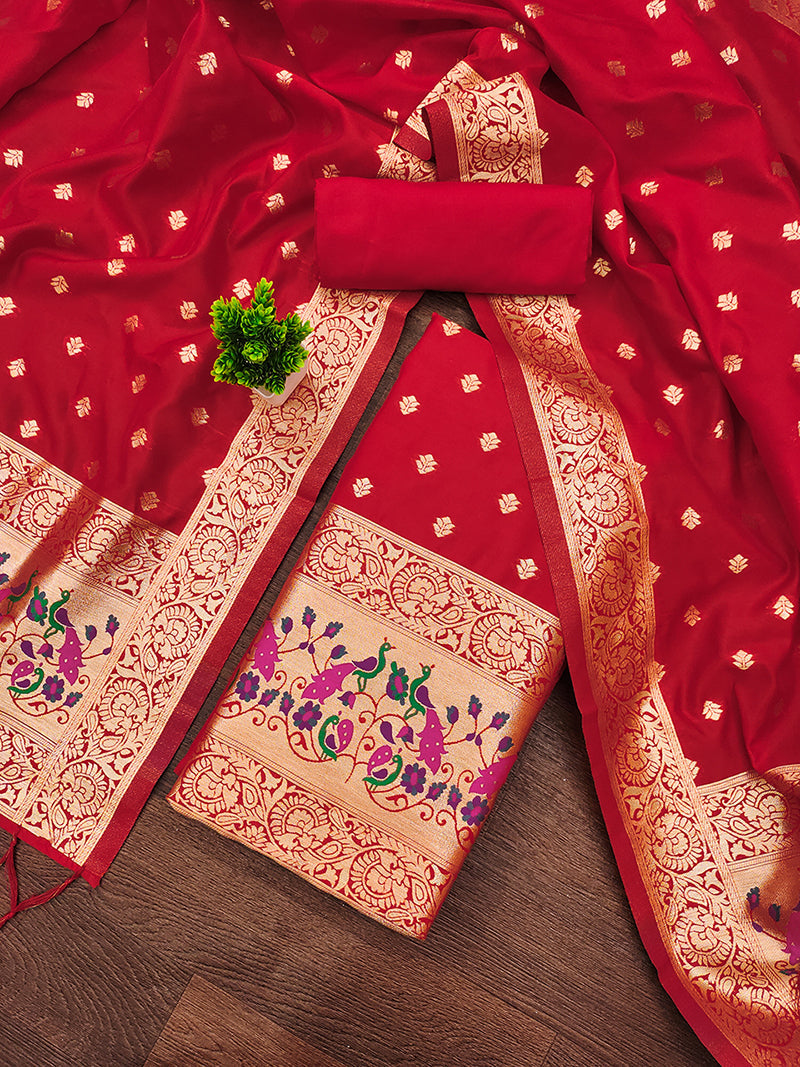 Silk Banarasi Patola woven Unstitched Salwar Suit Dress Material With Dupatta