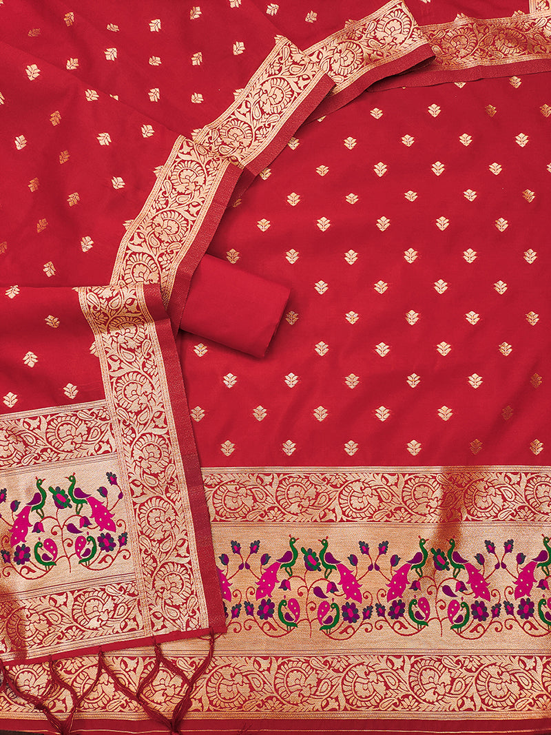 Silk Banarasi Patola woven Unstitched Salwar Suit Dress Material With Dupatta