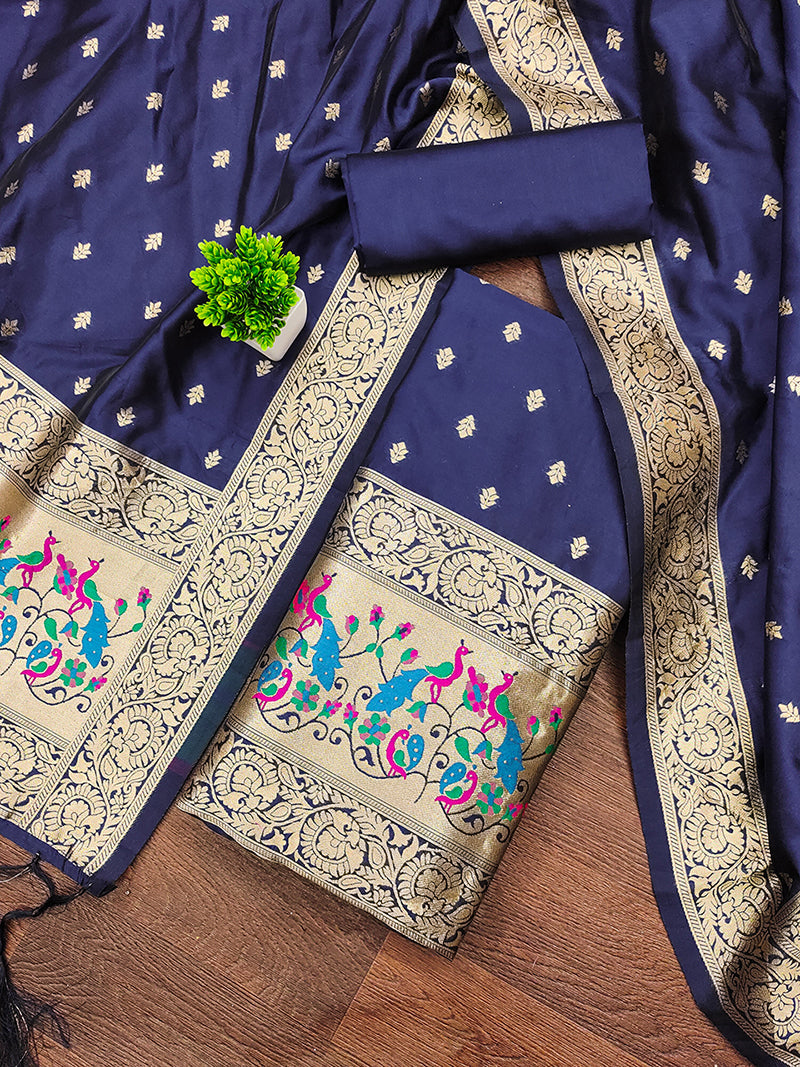 Silk Banarasi Patola woven Unstitched Salwar Suit Dress Material With Dupatta