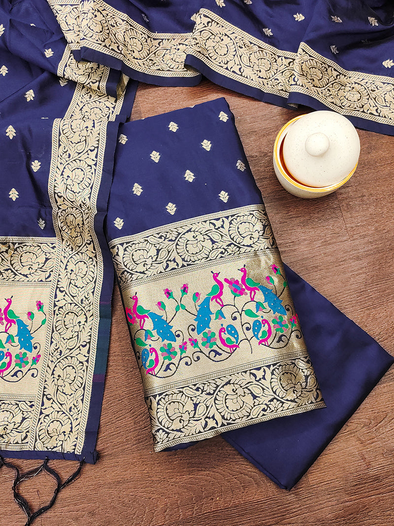 Silk Banarasi Patola woven Unstitched Salwar Suit Dress Material With Dupatta