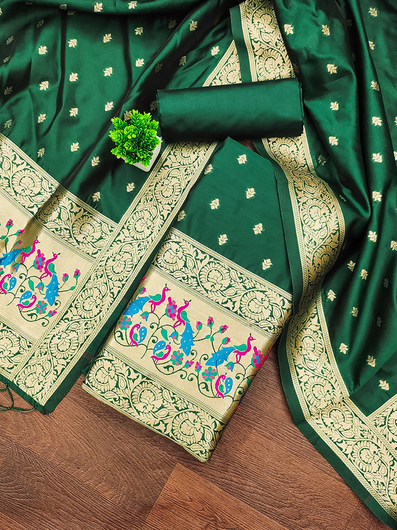Silk Banarasi Patola woven Unstitched Salwar Suit Dress Material With Dupatta