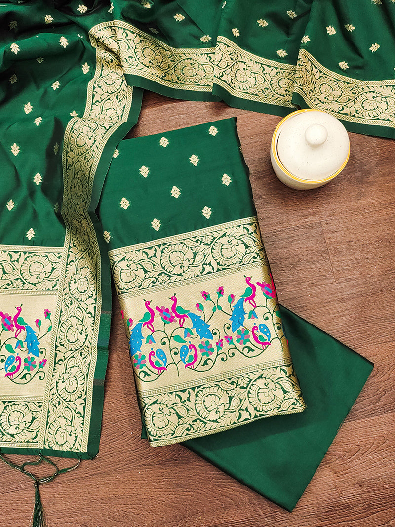 Silk Banarasi Patola woven Unstitched Salwar Suit Dress Material With Dupatta