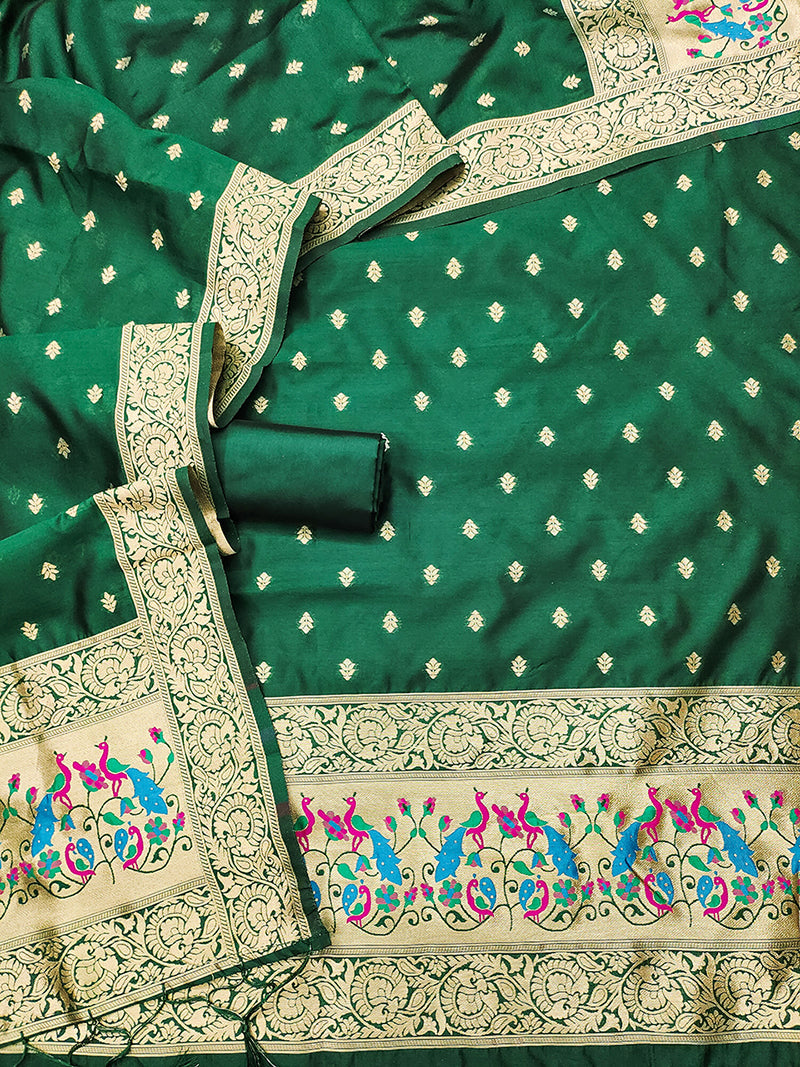 Silk Banarasi Patola woven Unstitched Salwar Suit Dress Material With Dupatta