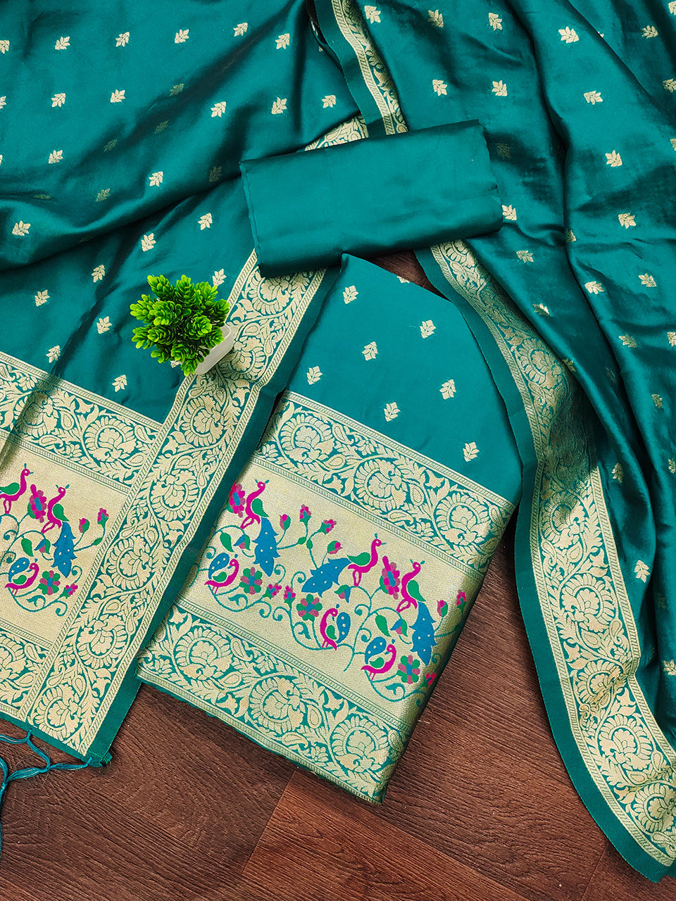 Silk Banarasi Patola woven Unstitched Salwar Suit Dress Material With Dupatta