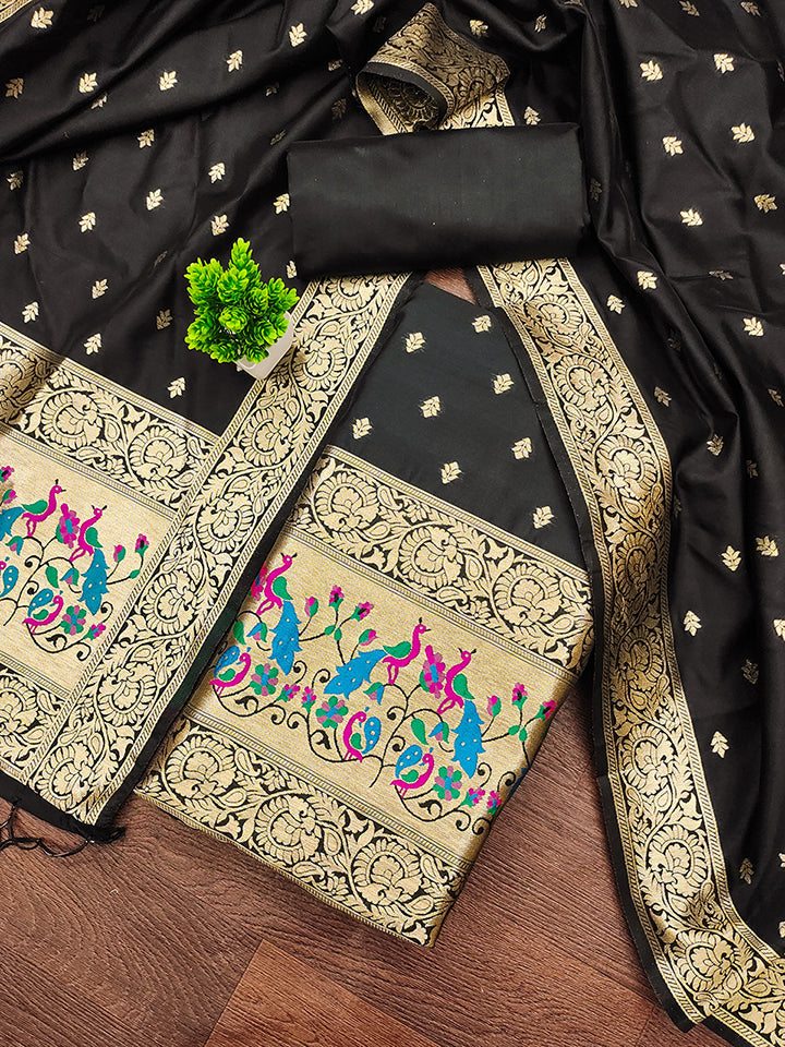 Silk Banarasi Patola woven Unstitched Salwar Suit Dress Material With Dupatta