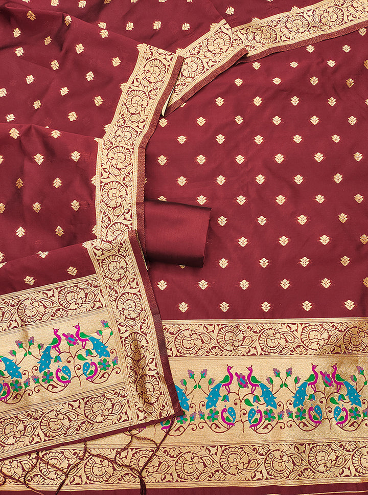 Silk Banarasi Patola woven Unstitched Salwar Suit Dress Material With Dupatta